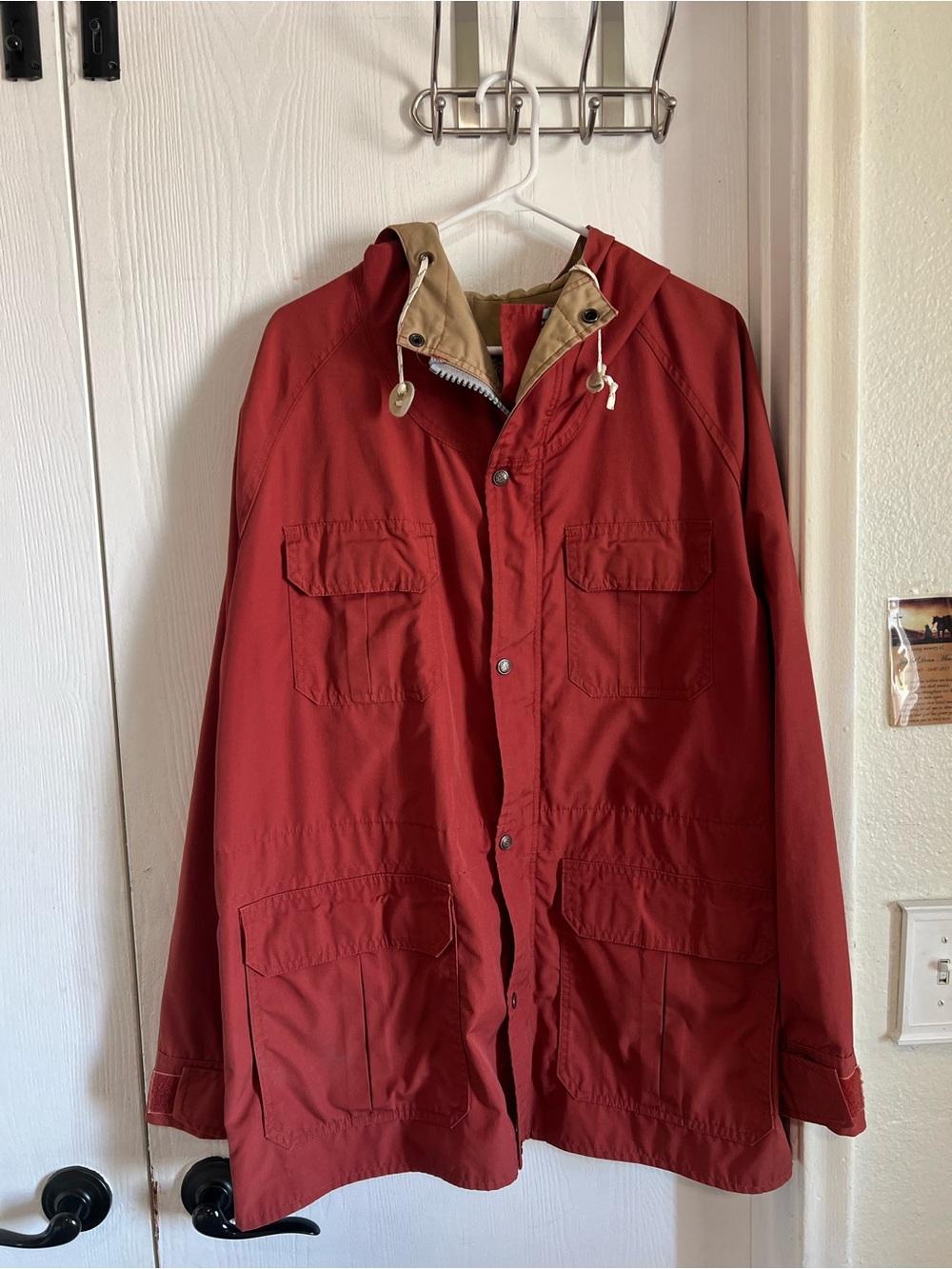REI Natural Comfort Mountain Parka Hood Mens Size L Burnt Red/ Orange Vintage